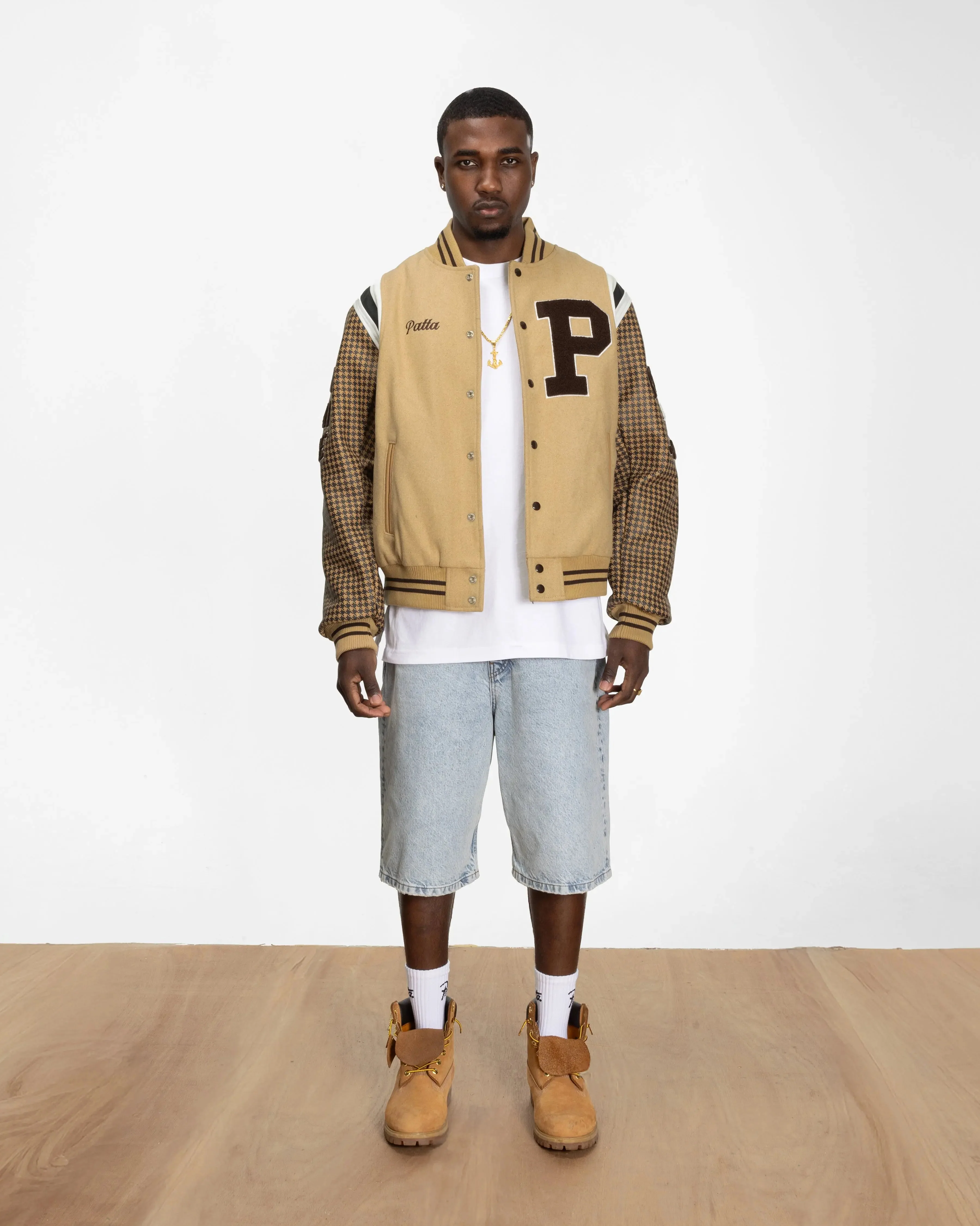 Patta Athletic P Houndstooth Varsity Jacket (Starfish) - Image 14