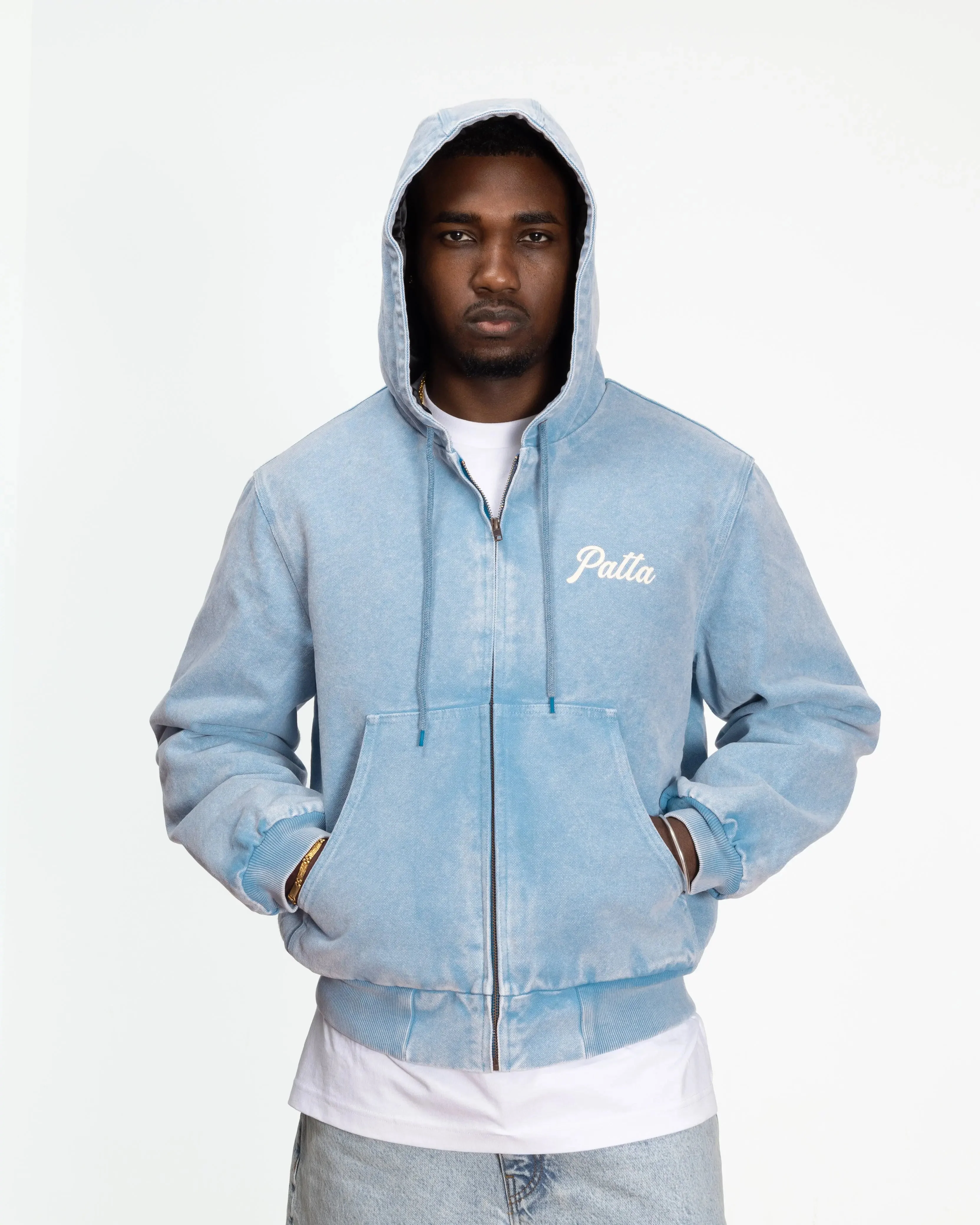 Patta Peace Canvas Hooded Jacket (Light Blue Denim) - Image 3